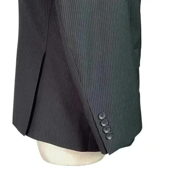 Billy London Sport Coat Blazer Jacket Mens 42S Black Blue Pinstripe Rayon Blend - Picture 5 of 11
